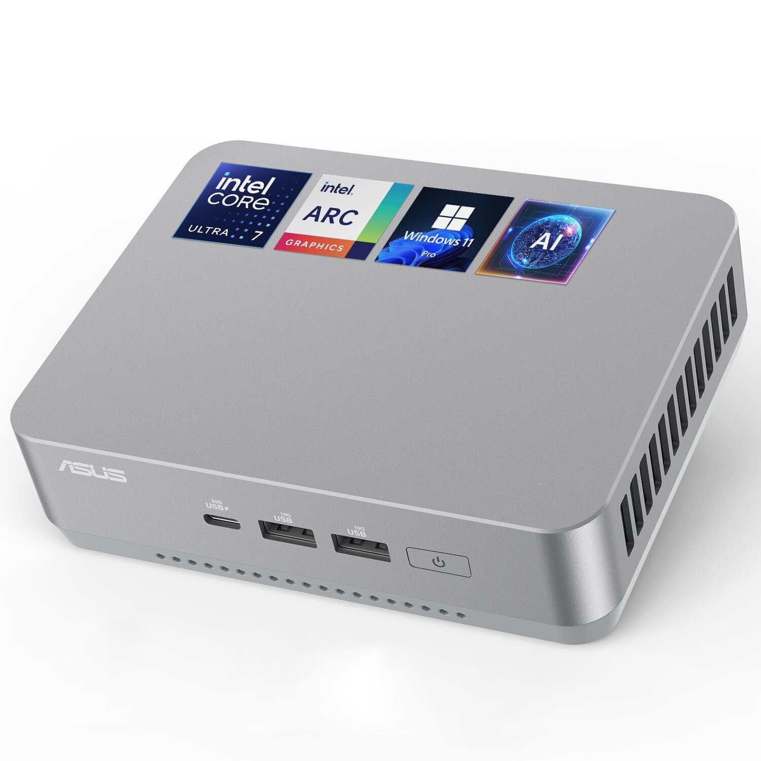 ASUS NUC 14 Pro+ NUC14RVSU7, Intel Core Ultra 7 155H, Intel Arc Graphics, RAM Отсутствует Без ОС, серебристый