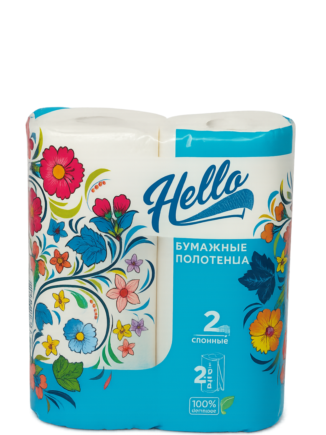Бумажные салфетки Hello, двухслойные, 2 шт, Бумажные полотенца Hello, 2-слойные, 2 рулона