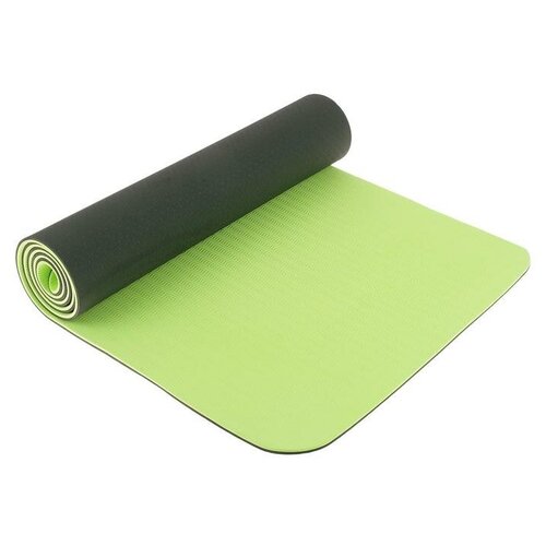 фото Коврик для йоги 183 × 61 × 0,8 см, двухцветный, цвет тёмно-зелёный recom