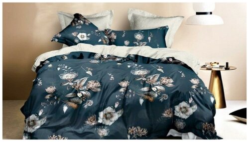 Комплект постельного белья Valtery MP-83, 2-спальное, софткоттон, синий/бежевый