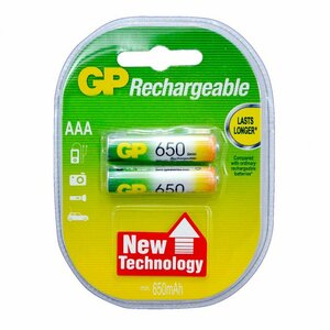 Аккумулятор GP R03 AAA NI-MH 650mAh BL2, упаковка 2 шт.