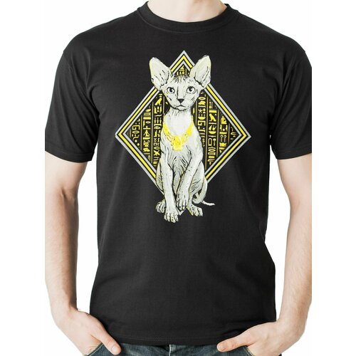 фото Футболка хлопок, принт геометрический, размер 48, желтый, черный steam print