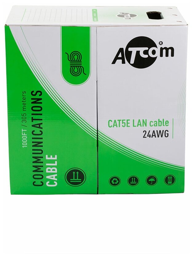 Витая пара UTP cat 5E ATCOM (CU, 0.5 mm, 305 m, медь)