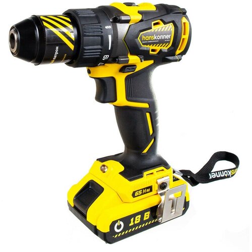 Дрель аккумуляторная Hanskonner HCD1865BL бщ 18 В 2 аккумулятора 24 Ач 65 Нм патрон 13 мм кейс 1778900₽