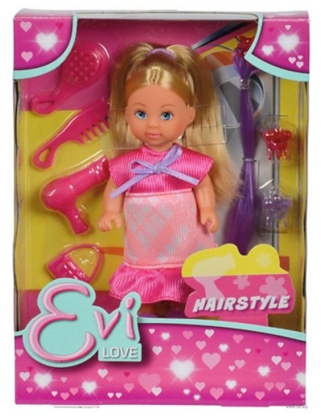 5733358-1 Кукла Еви 12 см Супер-волосы светло-розовое платье
