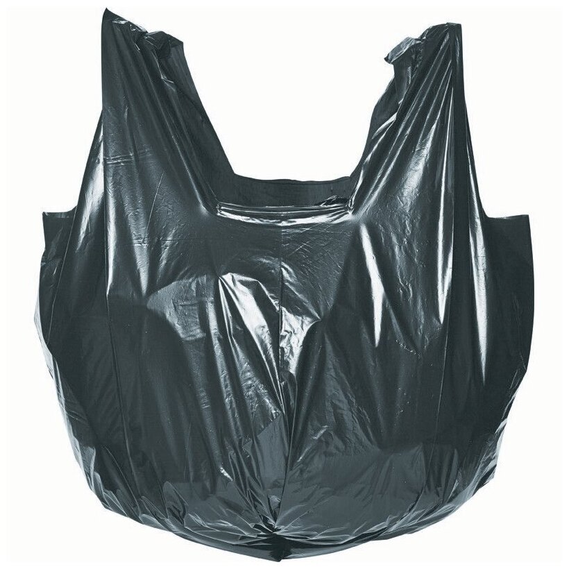 Мешки для мусора Комус полиэтилен, 60 л, 35 мкм, 20 шт, черные, 60х70 см, с ручками - фотография № 2