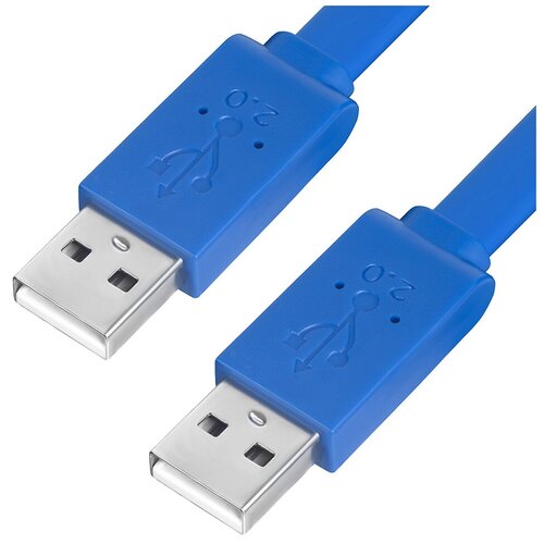 Кабель GCR USB 2.0 AM - USB 2.0 AM (GCR-UM4MF-BD), 1.8 м, синий кабель gcr usb 2 0 am usb 2 0 am gcr um4mf bd 1 8 м синий