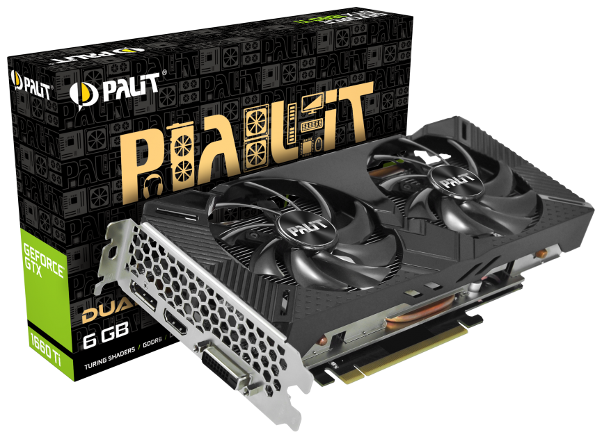 Видеокарта Palit GTX1660Ti DUAL 6GB GDDR6 192bit DVI HDMI DP