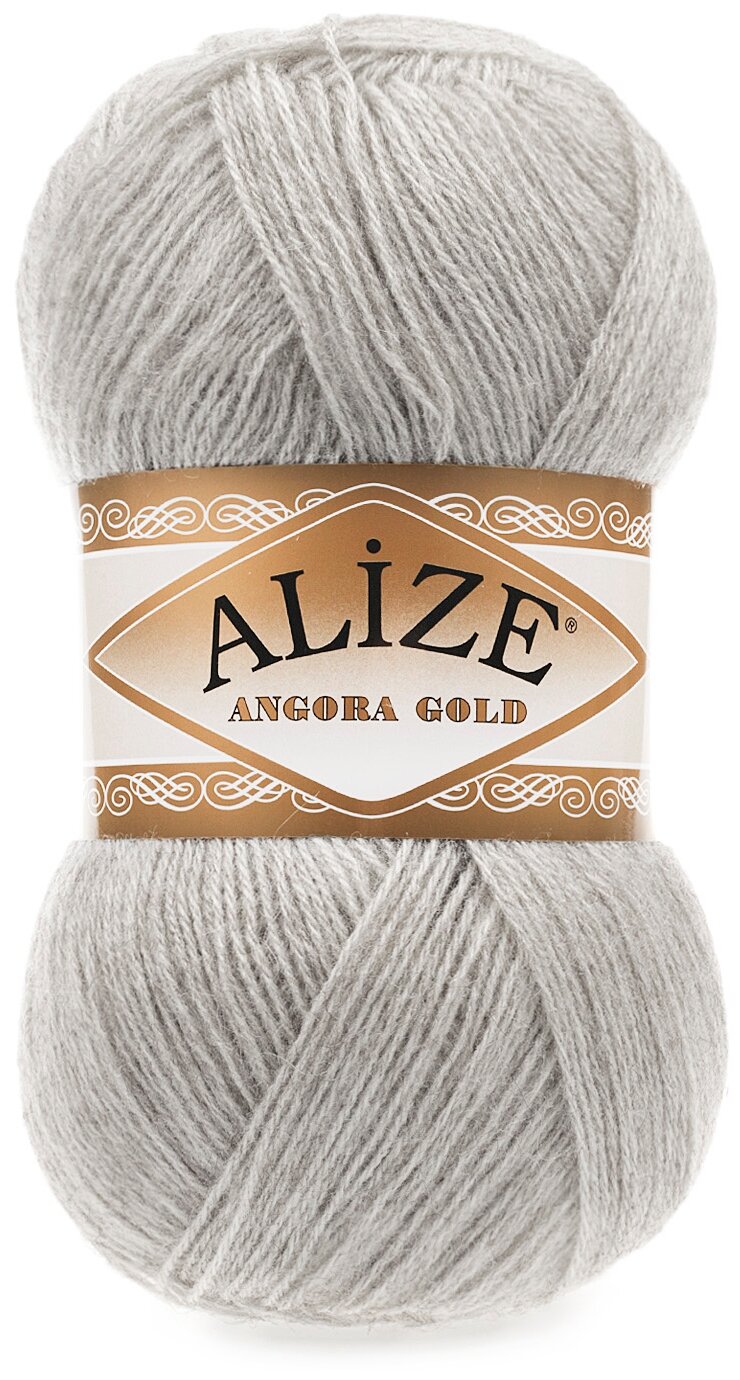 Пряжа Alize Angora Gold (Ангора Голд) 652 пепельный 20% шерсть, 80% акрил 100г 550м 5шт