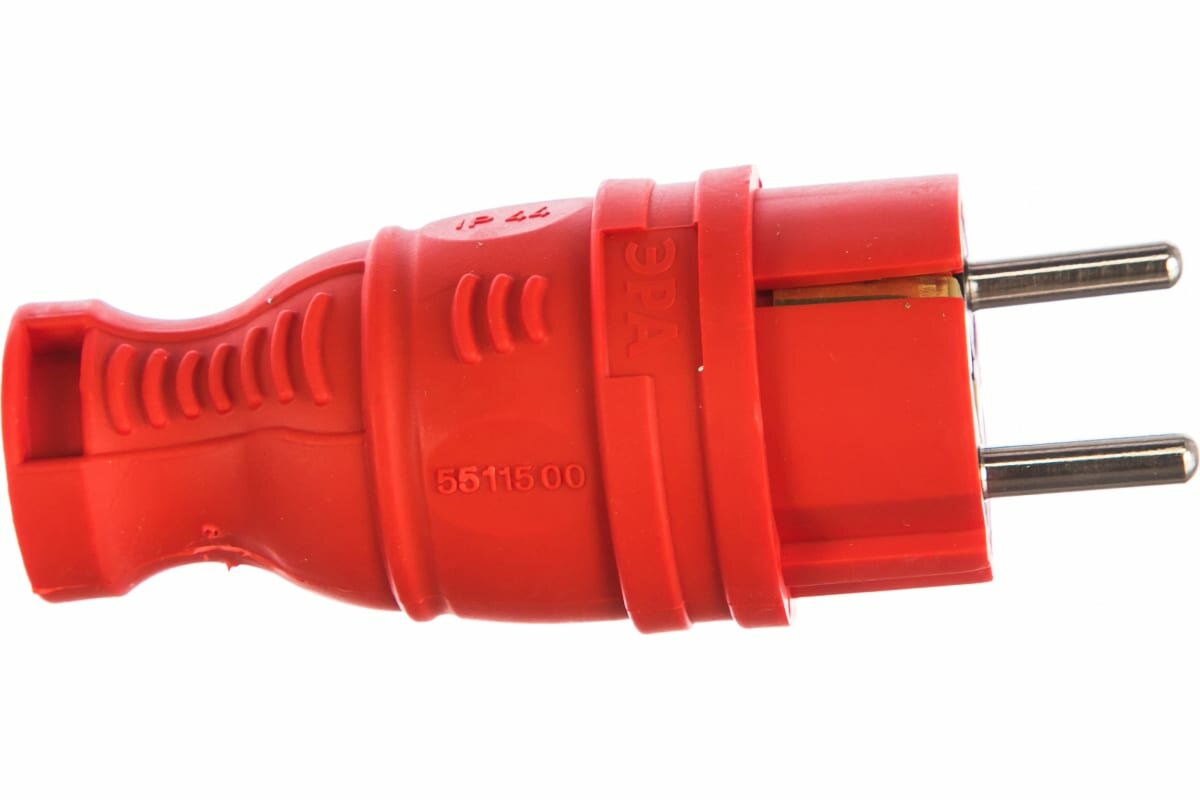 Вилка ЭРА каучуковая с заземлением с прямым вводом IP44 красная - фотография № 6