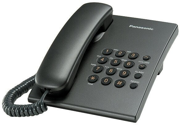 Телефон проводной Panasonic KX-TS2350RUT титан (чёрный металлик)