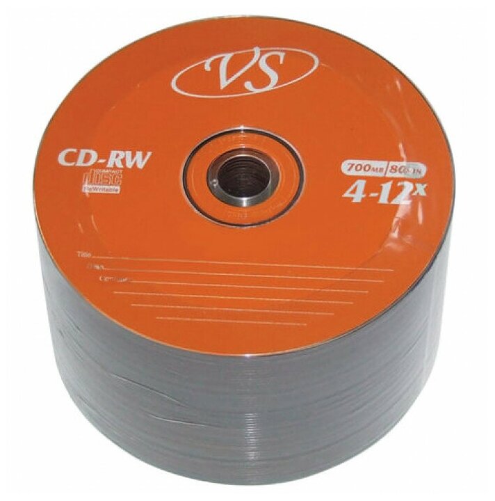 Диски CD-RW VS 700 Mb 4-12x, комплект 50 шт Bulk, VSCDRWB5001