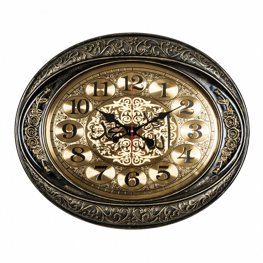 Часы настенные Рубин овал 63,5х53,5 см, корпус черный с золотом "Молитвы" (6453-005)