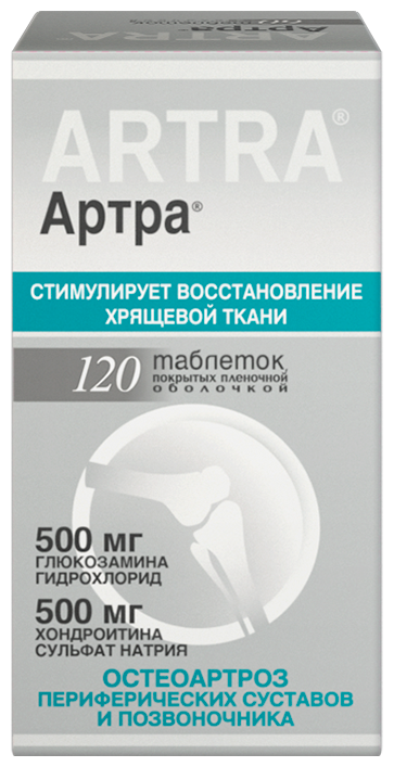 Артра таб. п/о плен., 500 мг+500 мг, 120 шт.