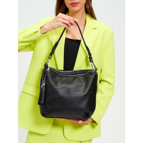 Сумка  хобо 2GO классическая, натуральная кожа, черный