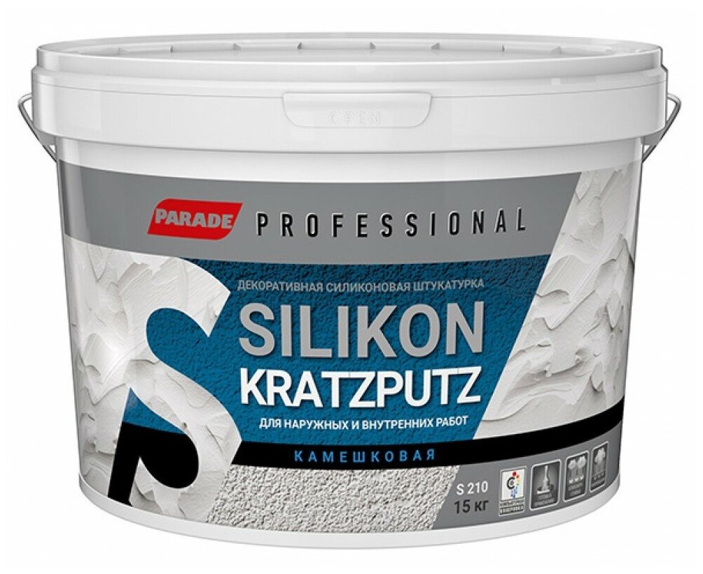 Декоративное покрытие Parade Professional Silikon Kratzputz S210 2 мм, 2 мм, белый, 15 кг