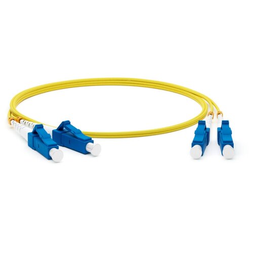 Патч-корд Hyperline FC-D2-9-LC/UR-LC/UR-H-5M-LSZH, 5 м, 1 шт., желтый 5 шт 1mtr 1c бронированный 2 0 мм волоконный патч корд simplex sx sm sc lc fc ftth jumper 1 жильный оптический волоконный одномодовый кабель elink 1 м