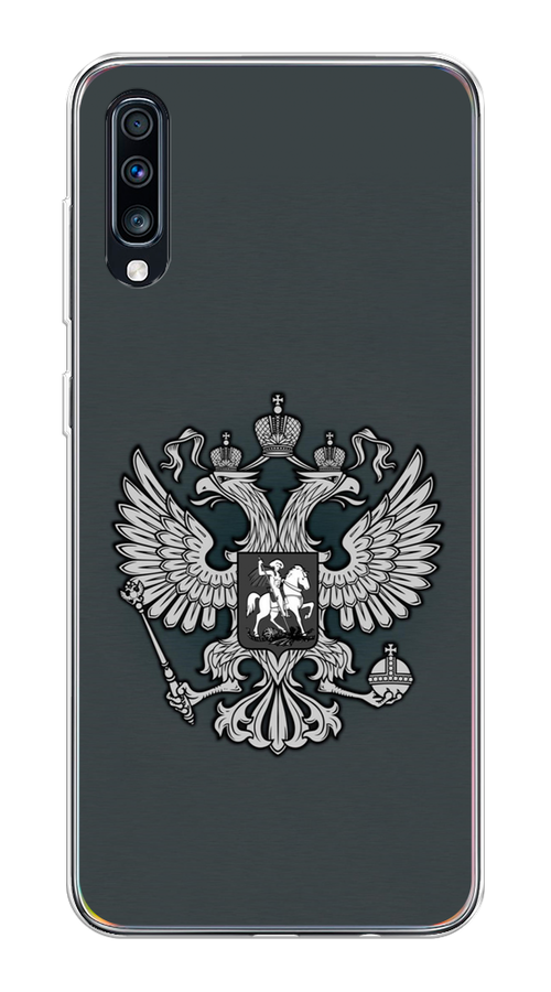 Силиконовый чехол на Samsung Galaxy A70 / Самсунг Галакси А70 Герб России серый