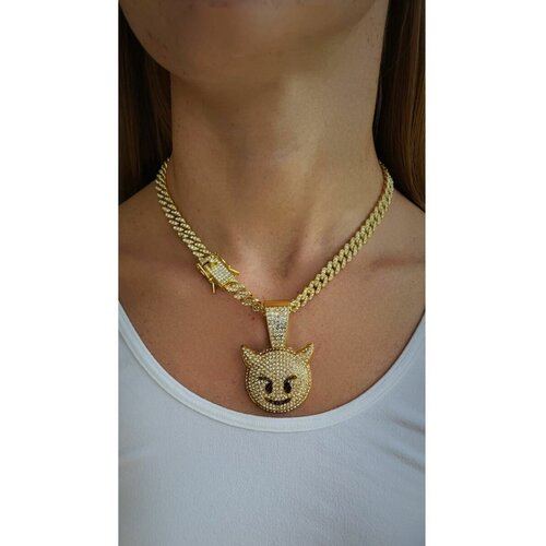 Стильное грандиозное колье со смайликом, украшенным россыпью кристаллов ТИК ТОК