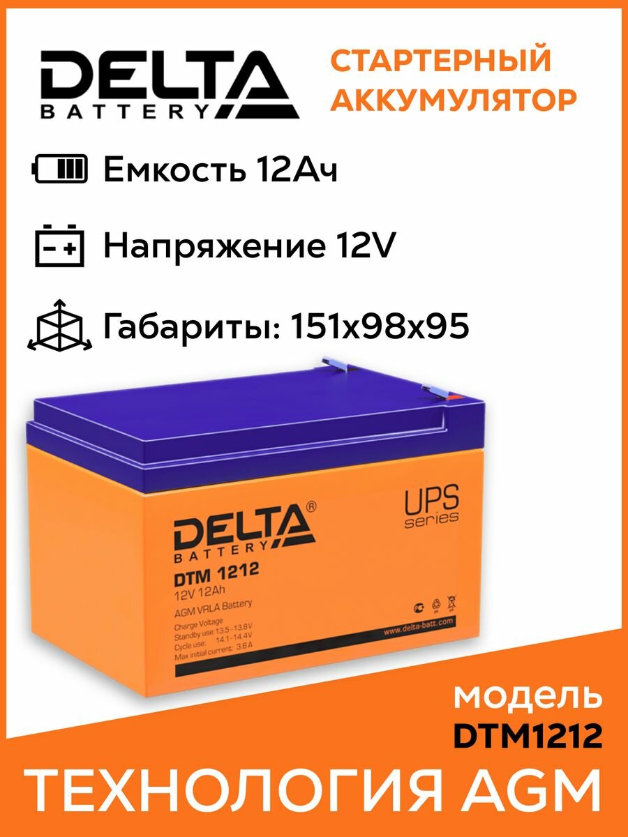 DELTA Battery DTM 1212 12В 12 А·ч - фото №17