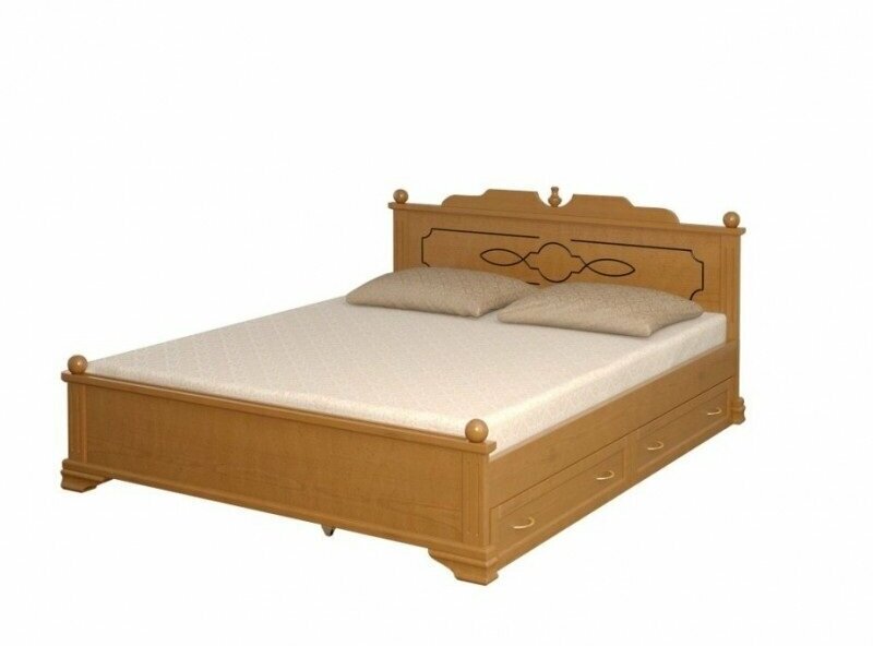 Кровать двуспальная с ящиками Афродита из массива дерева, спальное место (ШхД): 160х200