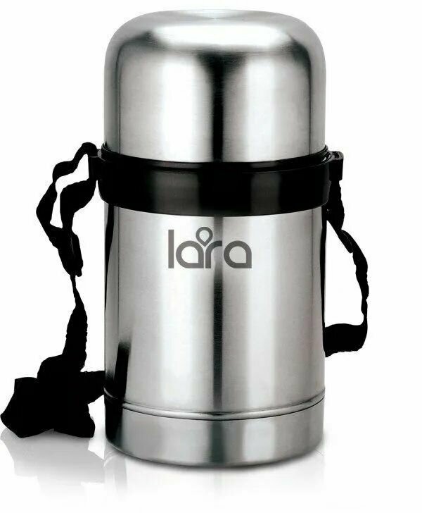 Термос "LARA", объем 500 мл, стальной, широкая горловина, ремешок в комплекте, крышка-чашка, цветная упаковка - фотография № 1