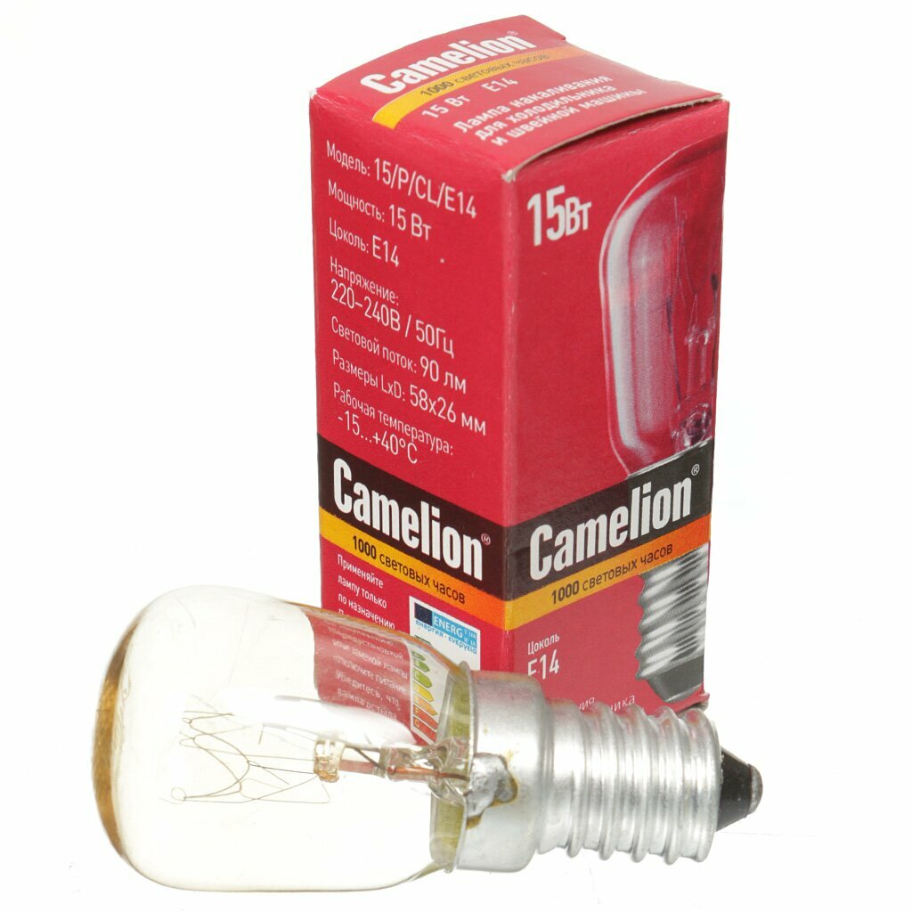 Лампа накаливания для бытовой техники Camelion 12116, E14, T25, 15Вт - фотография № 10
