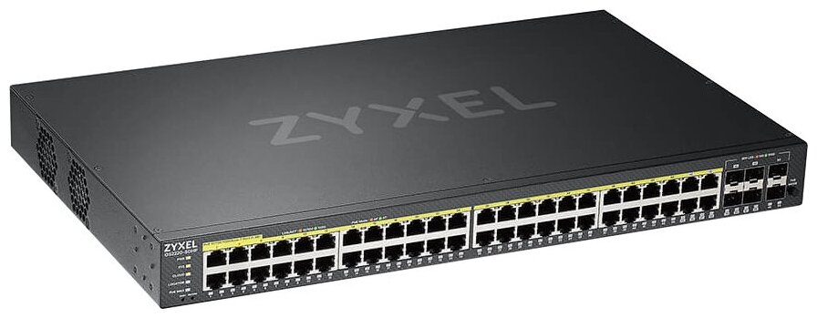 Zyxel NebulaFlex Pro GS2220-50HP Hybrid L2 PoE+ Switch, 19 "rack, 44xGE PoE +, 4xCombo (SFP / RJ-45 PoE+), 2xSFP, 375W PoE Budget, Standalone / Cloud Management