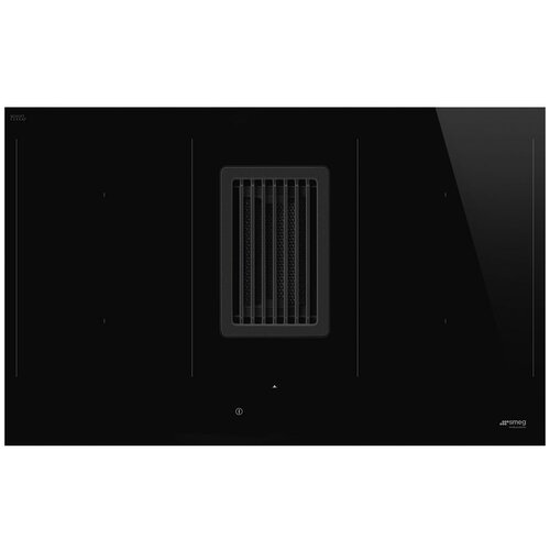 Встраиваемые индукционные панели SMEG/ Индукционная варочная панель со встроенной вытяжкой, 83 см, прямой край, черное стекло