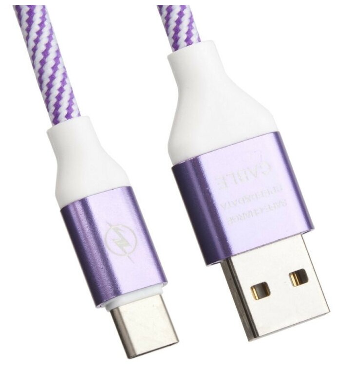 USB кабель "LP" USB Type-C "Волны" (сиреневый/белый/европакет)