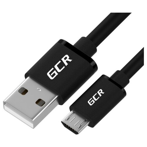 Ультрагибкий 1.5м кабель GCR для быстрой зарядки и передачи данных AM MicroUSB Quick Charge 3.0 USB 2.0 черный TPE