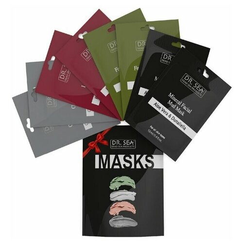 Подарочный набор Dr.Sea Очищение, Лифтинг, Пилинг, Увлажнение: маски-саше для лица, 4 вида масок по 2 шт 12 мл