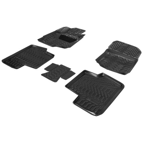 фото Коврики в салон автомобиля autoflex для mitsubishi outlander iii 2012-2018 2018-н.в., полиуретан, черные, 5 частей, с крепежом, 9400101