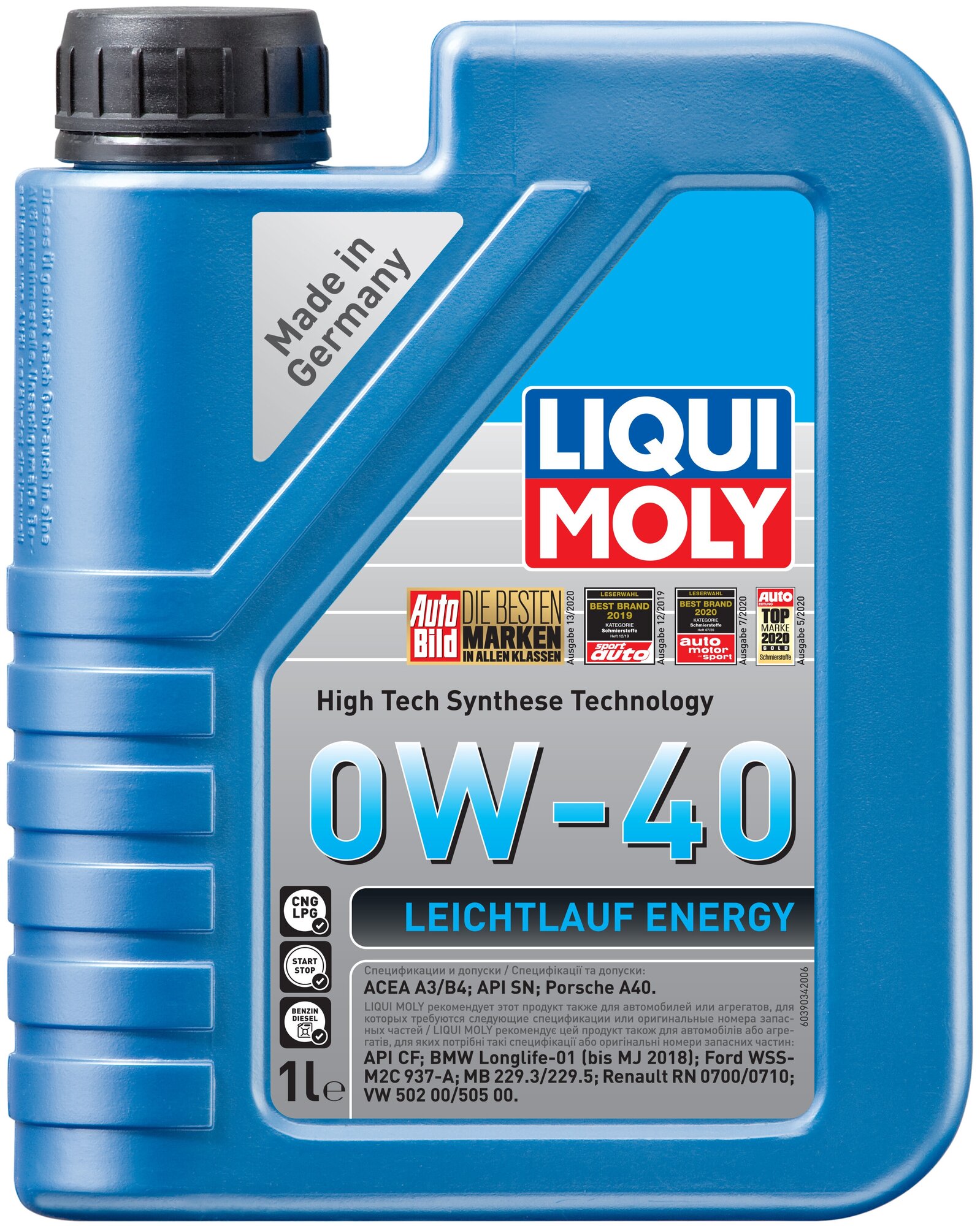 Моторное масло LIQUI MOLY Leiсhtlauf Energy 0W-40 1 л