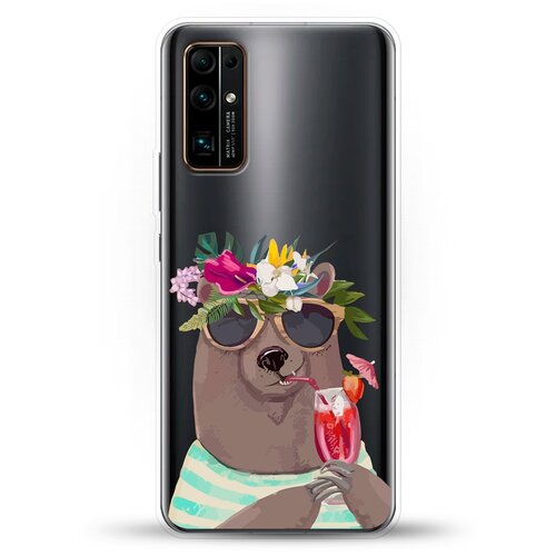 фото Силиконовый чехол медведь с коктейлем на honor 30 andy & paul