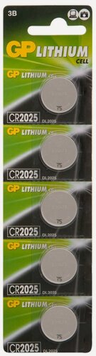 Изображение товара Дисковая батарейка GP CR2025 Lithium 3V BL5 GPCR2025-2CPU5, 5шт.