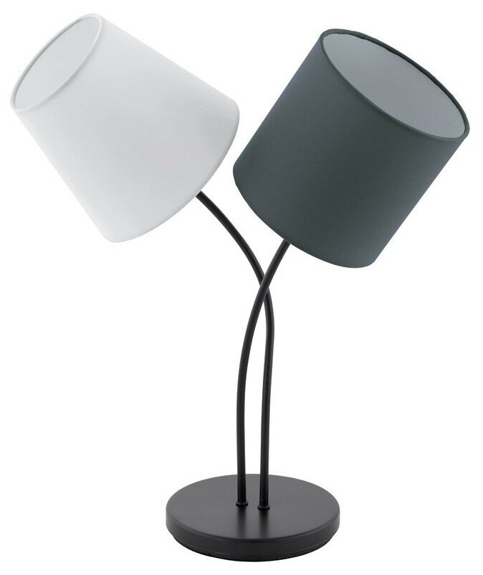Настольная лампа ALMEIDA 95194, 2х40W (E14), L380, H475, сталь, черный/текстиль, белый, антрацит