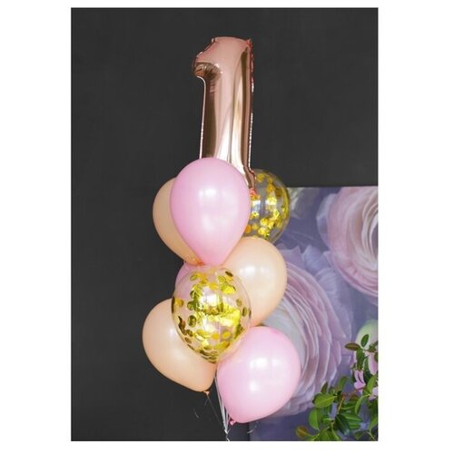 фото Набор для оформления праздника "розовое золото", латекс, фольга, с конфетти, набор 10 шт 3622359 страна карнавалия