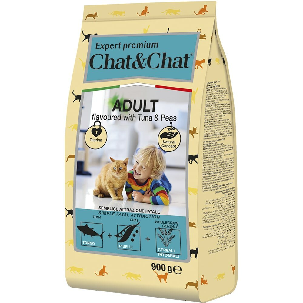 Сухой корм Chat&Chat Expert Premium Adult flavoured with tuna & peas, для взрослых кошек с тунцом и горохом, 900г - фотография № 7
