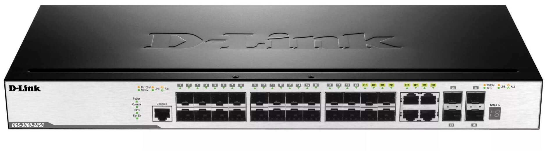 Коммутатор D-LINK DGS-3000-28SC/A1A Управляемый стекируемый коммутатор 2 уровня с 20 портами 100/1000Base-X SFP, 4 комбо-портами 100/1000Base-T/SFP и