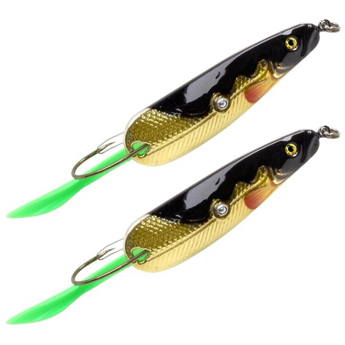 фото Блесна aqua манати (незацепляйка) 21,0g, набор 2шт, цвет 02 (золото, красный и черный металлик)