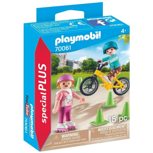 фото Набор с элементами конструктора playmobil special plus 70061 дети с велосипедом