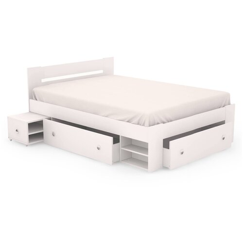 фото Кровать stolline стелла двуспальная, размер (дхш): 203.5х165 см, спальное место (дхш): 200х160 см, цвет: белый