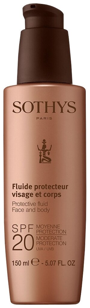   SPF20     "Protective Fluid Face And Body SPF20 Moderate Protection UVA/UVB 150 .", Sothys.