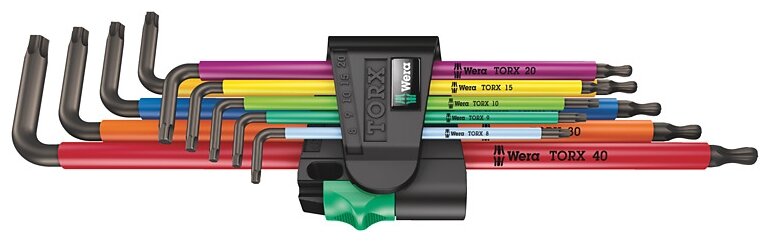 Набор ключей WERA WE-024480 967/9 SXL/SPKXL TORX® XL Multicolour 1 Набор Г-образных ключей, 9 пр. - фотография № 1