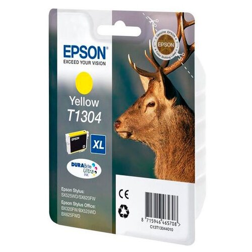 Картридж Epson C13T13044010, 1005 стр, желтый epson t1301 c13t13014012 t1302 c13t13024012 t1303 c13t13034012 xl t1304 c13t13044012