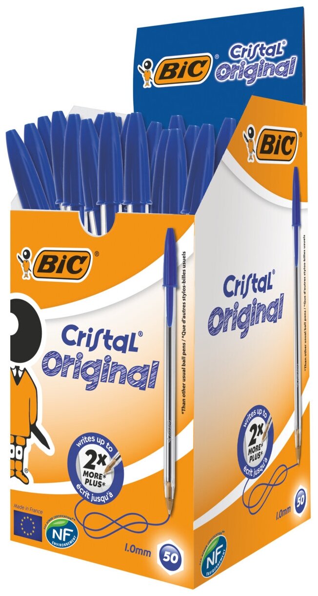 BIC Набор шариковых ручек Cristal Original, 1 мм, 50 шт.