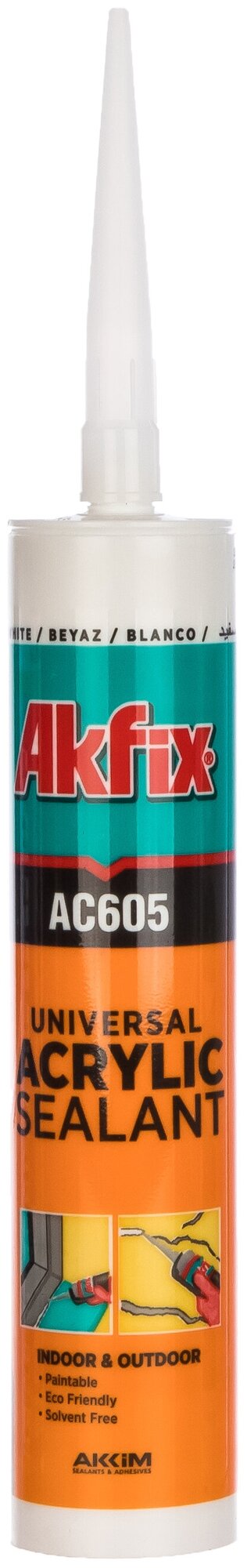 Акриловый герметик Akfix AC605, белый, 310 мл AA002 - фотография № 1