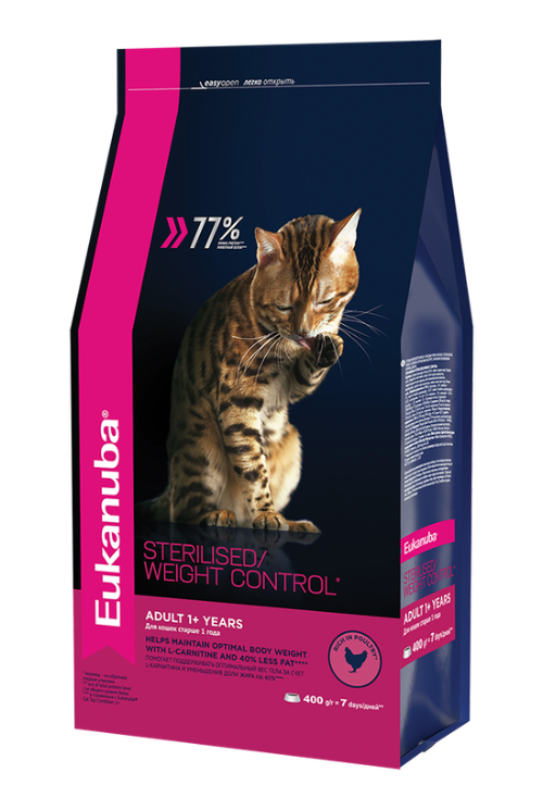 Корм для стерилизованных кошек Eukanuba Adult Sterilised Weight Сontrol сбалансированный сухой, 1,5 кг