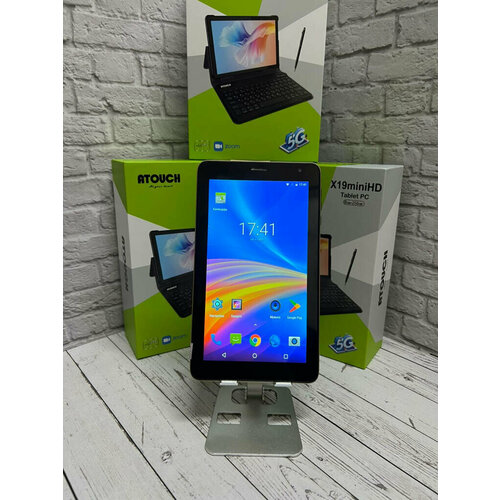 Планшет ATOUCH X19 MiniHD 8/256 ГБ (7 дюймов) Android 12 / Мобильный умный планшетный компьютер + Беспроводная клавиатура + стилус (Серый, Синий)